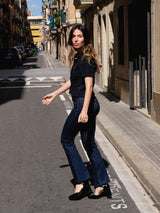 Black Mary Janes In Spanish Patent Leather For Women - Heel 6 cm - Florita Black - Lifestyle Walking Pose