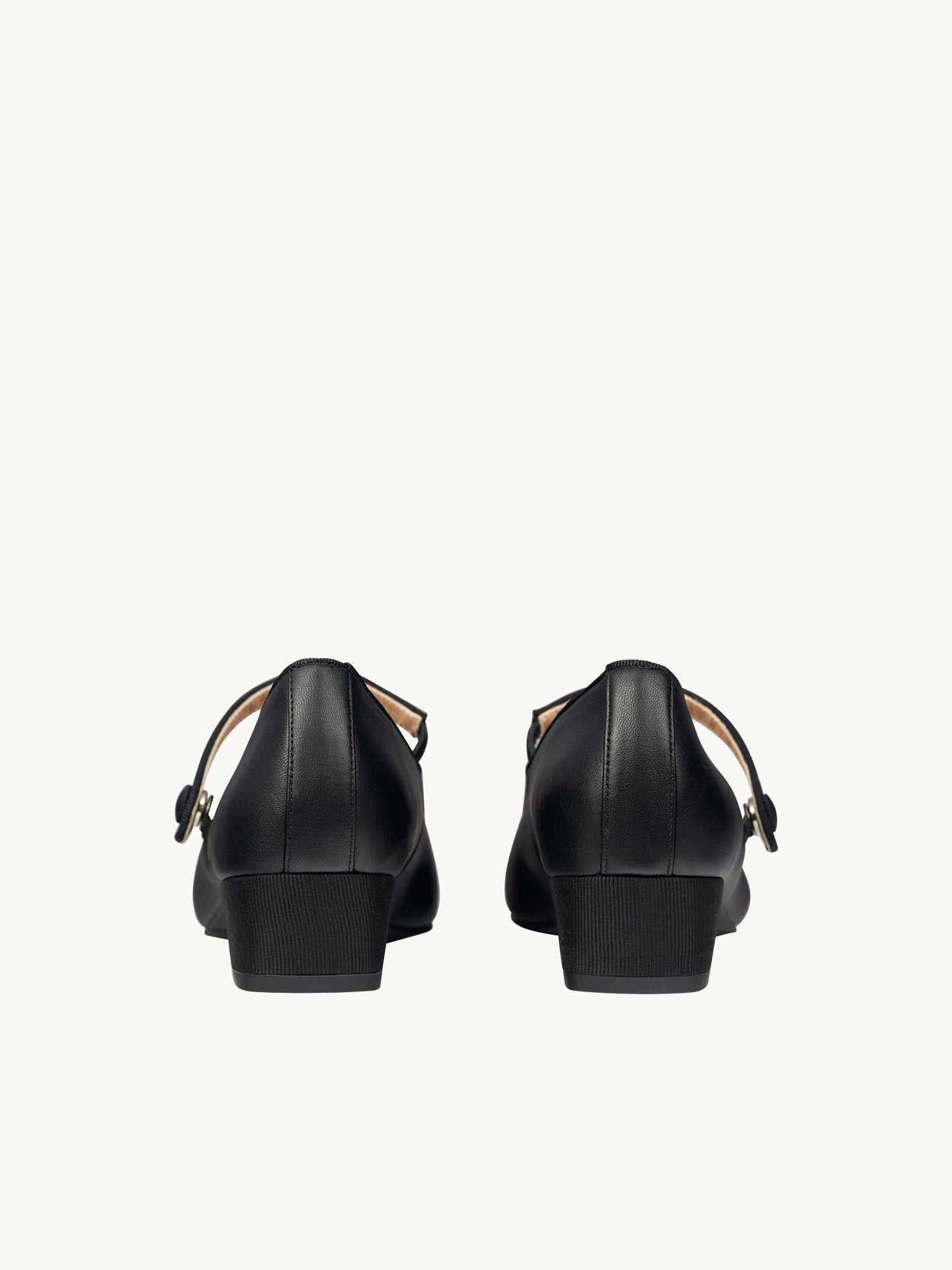 Black Pointed-Toe Mary Janes In Spanish Nappa Leather For Women - Heel 2.5 cm - Bambie Classic Black - Back View Packshot