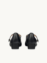 Black Pointed-Toe Mary Janes In Spanish Nappa Leather For Women - Heel 2.5 cm - Bambie Classic Black - Back View Packshot