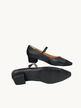 Black Pointed-Toe Mary Janes In Spanish Nappa Leather For Women - Heel 2.5 cm - Bambie Classic Black - Sole Detail