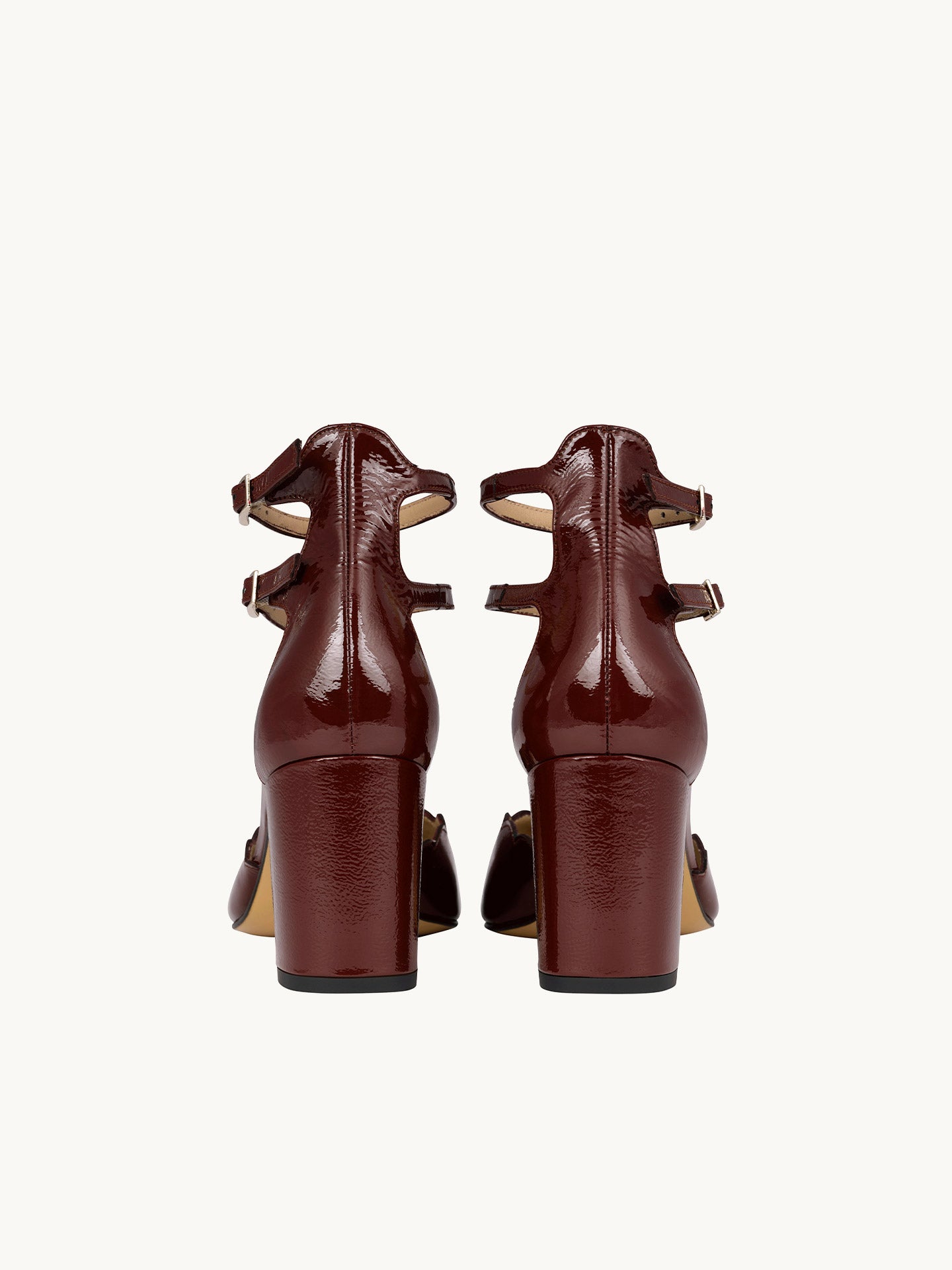 Red Mary Janes In Spanish Patent Leather For Women - Heel 6.5 cm - Flavie Burgundy - Back View Packshot