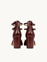 Red Mary Janes In Spanish Patent Leather For Women - Heel 6.5 cm - Flavie Burgundy - Back View Packshot
