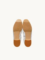 Ballerines Argentées Cuir Métallisé d'Italie Femme - Talon 2.5 cm - Benni Silver - Détail Semelle