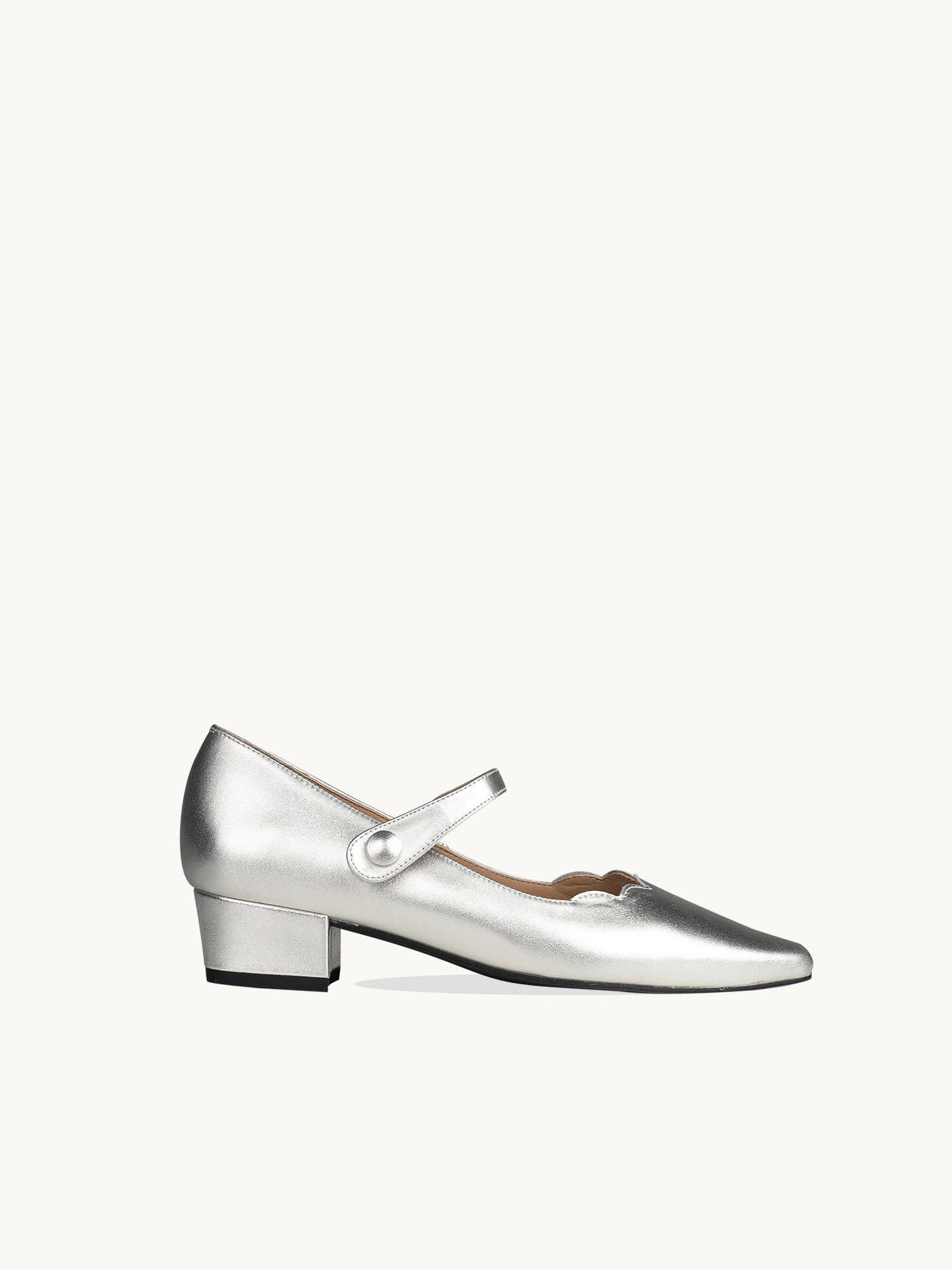 Babies pointues Argentées Cuir métallisé Espagne Femme - Talon 2.5 cm - Carla Silver - Packshot Trois Quart