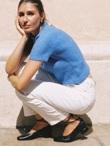 Ballet flats - Black Ballet Flats In Italian Nappa Leather For Women - Heel 2.5 cm - Benni Black - Lifestyle Sitting Pose