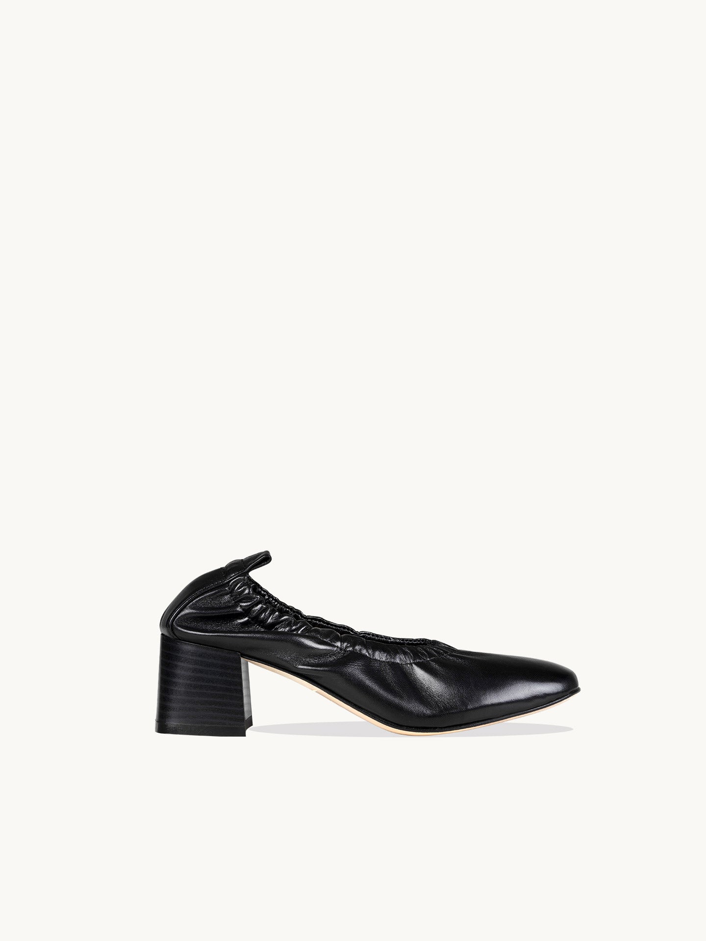 Ballerines Noires Cuir nappa Italien Femme - Talon 5 cm - Perri Black - Packshot Trois Quart