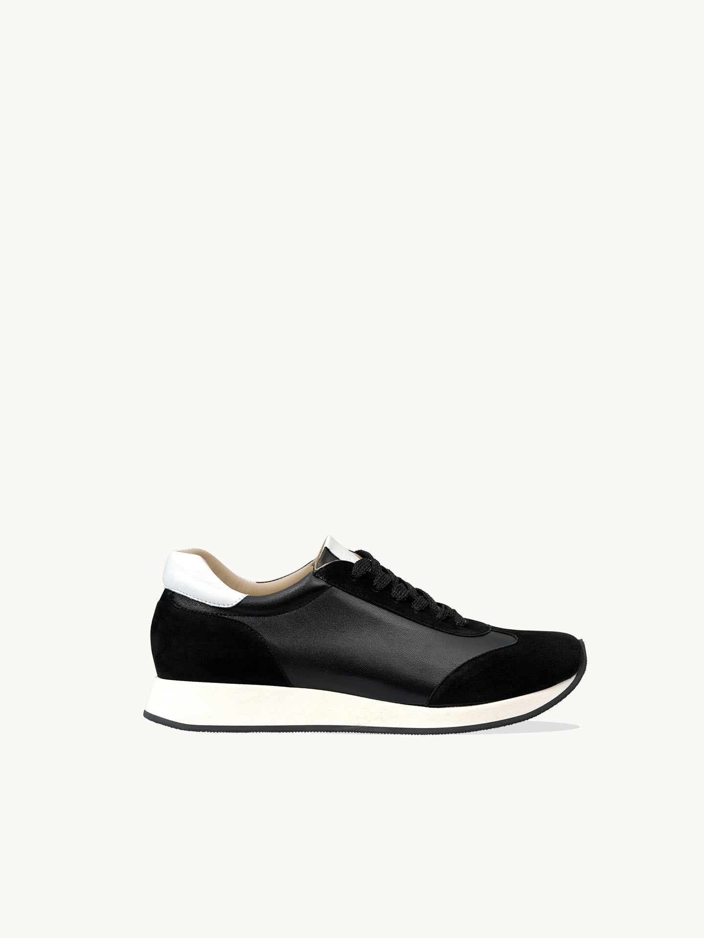Black Wedge Sneakers In Italian Nappa Leather For Women - Heel 4.5 cm - Nao Black - Profile Packshot