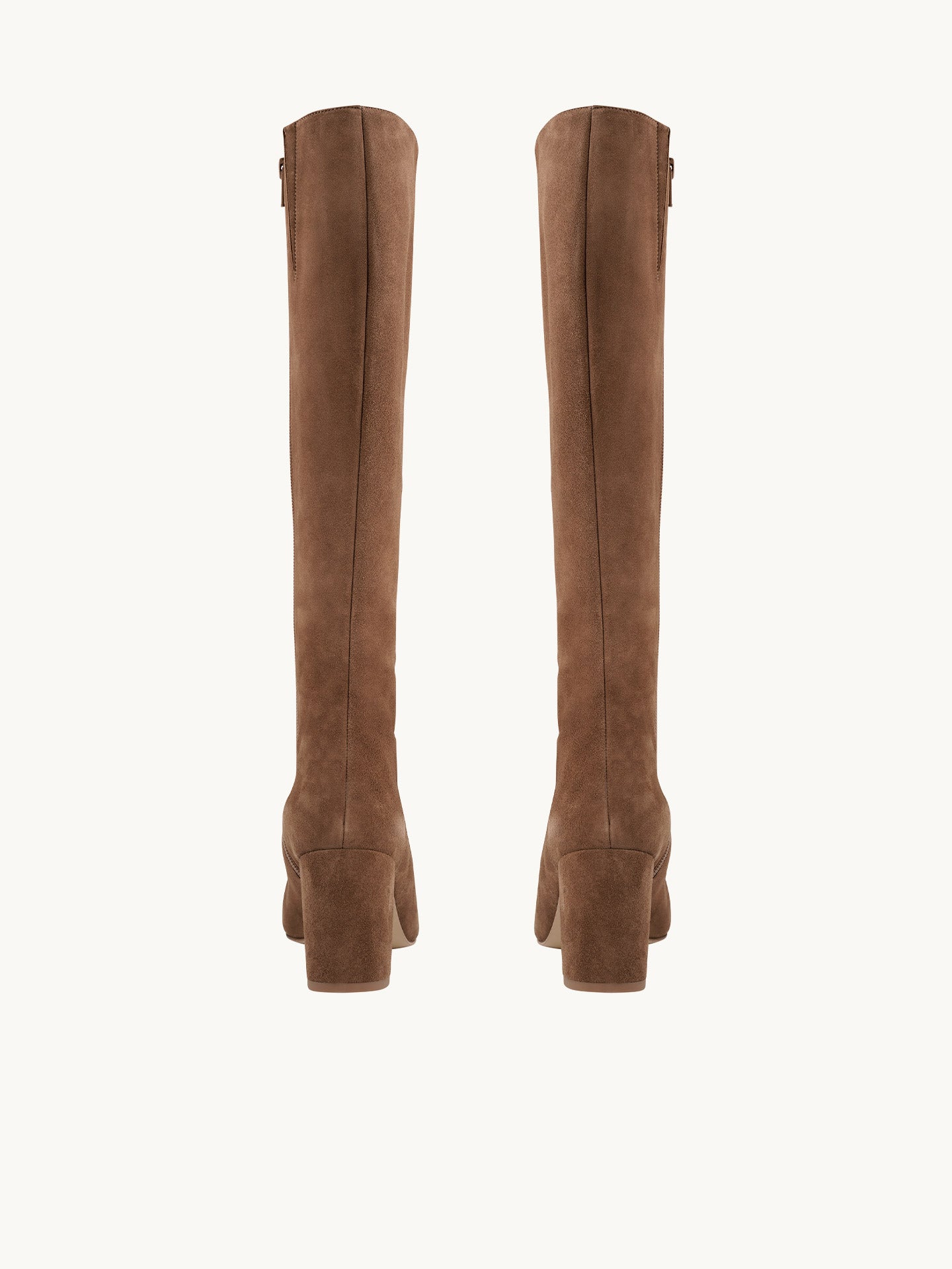 Bottes Marron Daim Espagne Femme - Talon 6.5 cm - Freya Suede Praline - Packshot Arrière