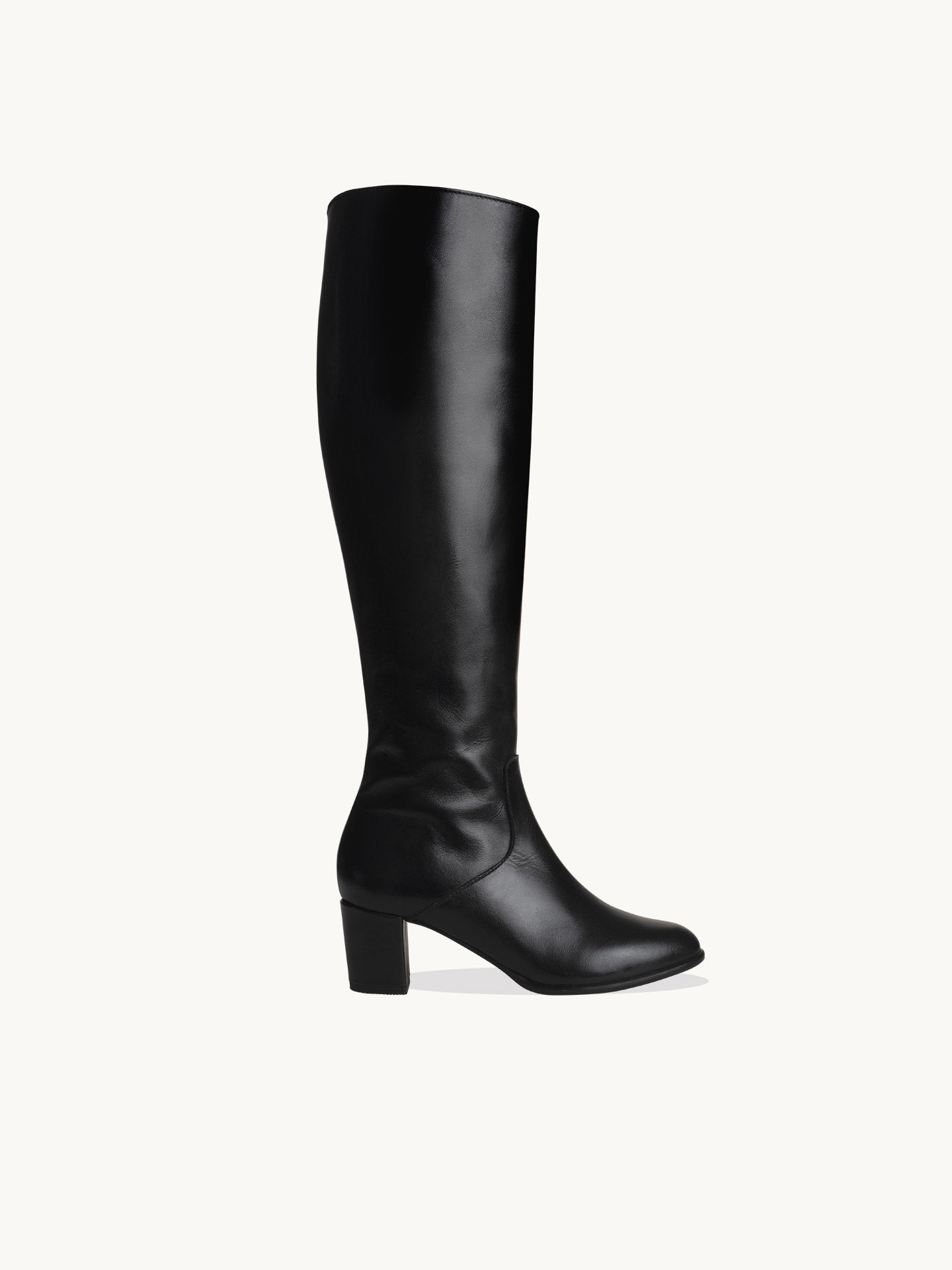 Bottes Noires Cuir Lisse Italie Femme - Talon 5.5 cm - Cameo Black - Packshot Trois Quart