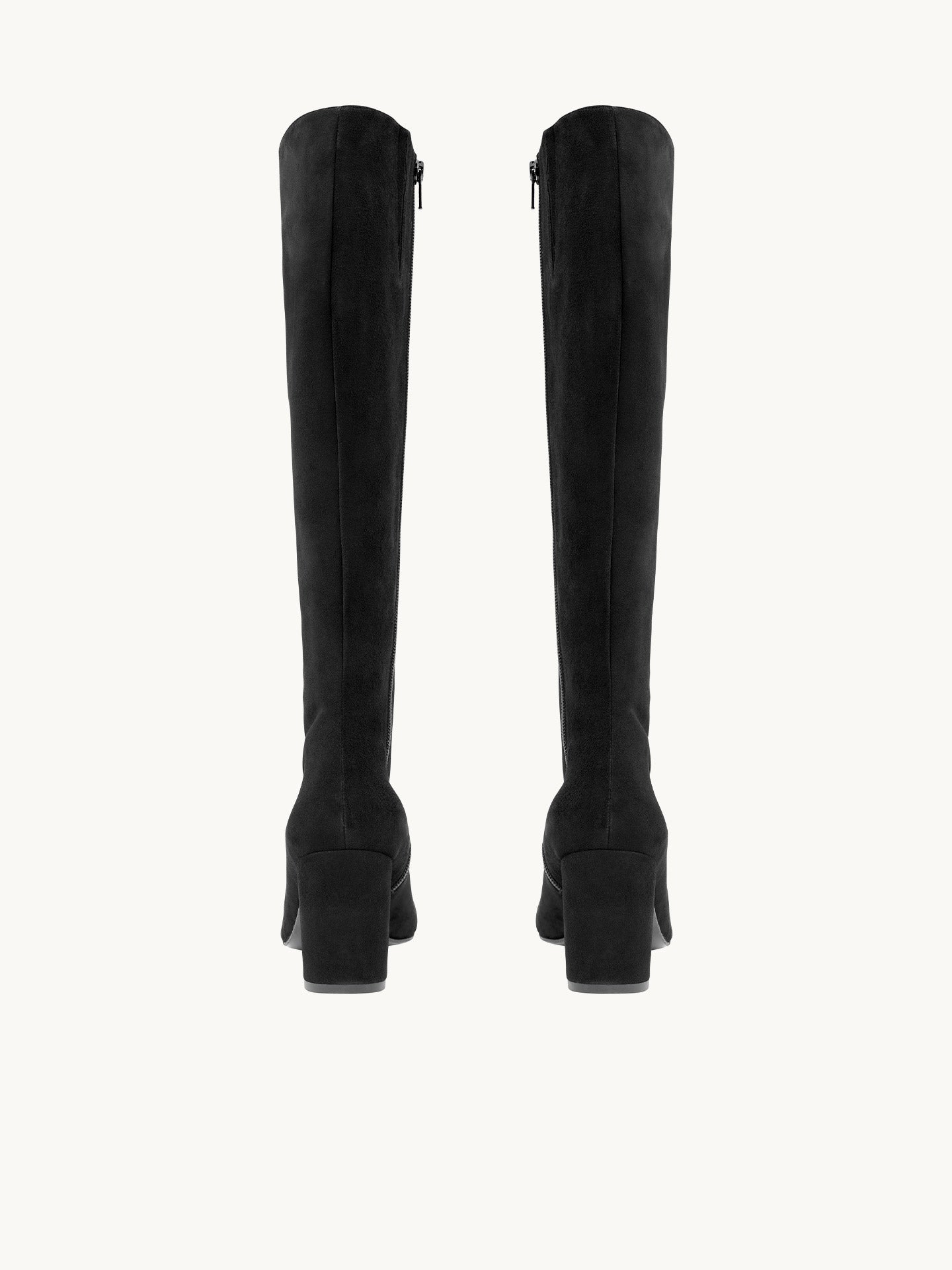 Bottes Noires Cuir verni d'Espagne Femme - Talon 6.5 cm - Freya Suede Black - Packshot Arrière