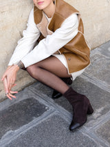 Bottines Marron Daim Espagne Femme - Talon 6 cm - Felice Stretch Brown - Portées Assise