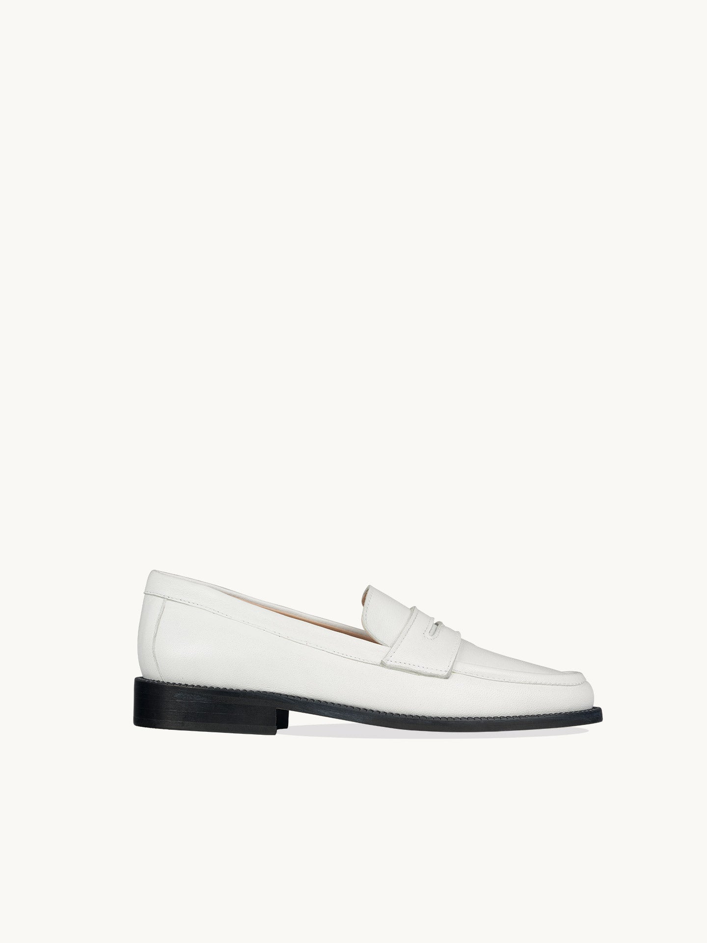 Mocassins Blancs Cuir nappa Italien Femme - Talon 2.5 cm - Lissa White - Packshot Profil