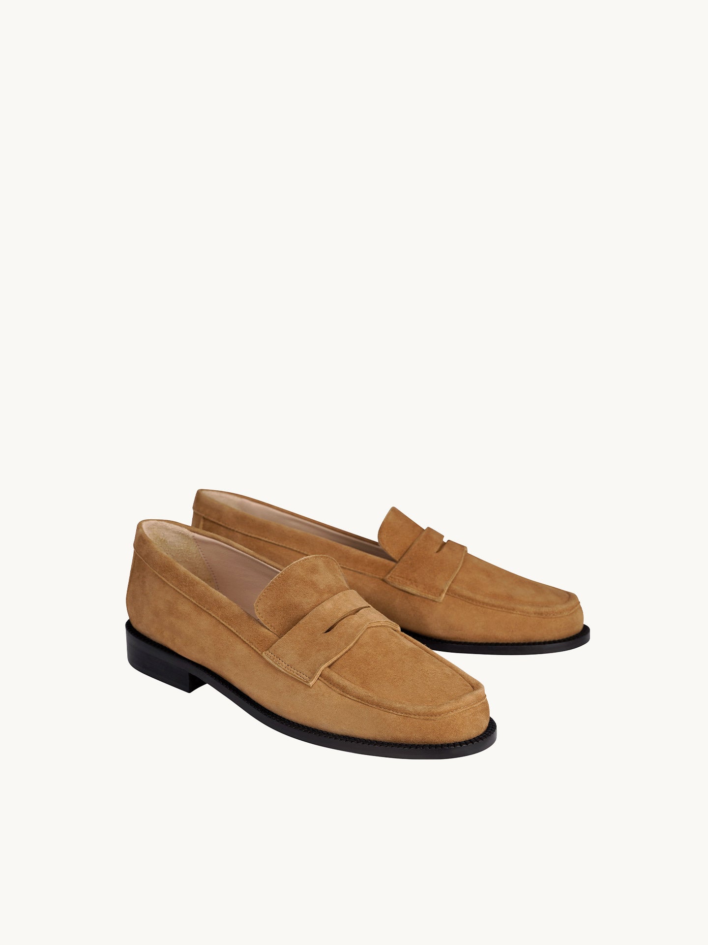 Brown Loafers In Italian Suede For Women - Heel 2.5 cm - Lissa Camel - Three-Quarter Packshot