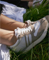Wedge sneakers - Basket compensée bicolore blanches et grises | Power Sasso | ÉMZI PARIS