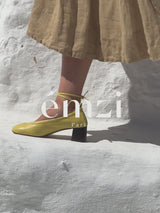 Ballerines Jaunes Cuir nappa Italiennes Femme - Talon 5 cm - Perri Yellow - Vidéo Portées