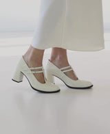 Salomés Blanches Cuir verni Espagne Femme - Talon 6 cm - Rey White - Vidéo Portées