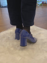 Salomés Bleues en Cuir verni d'Espagne Femme - Talon 6 cm - Rey Royal Blue - Vidéo Portées