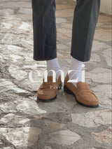 Mocassins Marrons Daim d'Italie Femme - Talon 2.5 cm - Lissa Camel - Vidéo Portées