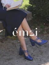 Salomés Bleues en Cuir verni d'Espagne Femme - Talon 6 cm - Rey Royal Blue - Vidéo Portées