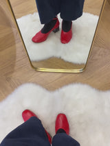 Ballerines Rouges Cuir nappa d'Italie Femme - Talon 5 cm - Perri Red - Vidéo Portées
