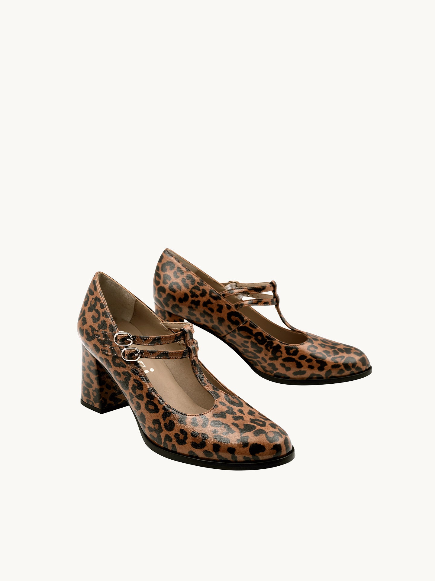 Salomés Léopard Cuir verni d'Espagne Femme - Talon 6 cm - Rey Leopard - Packshot Trois Quart
