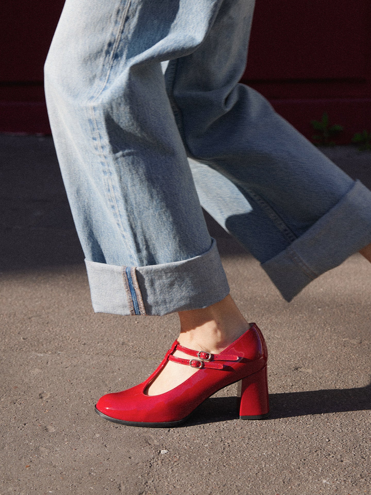 Salomés Rouges Cuir Verni Espagne Femme - Talon 6 cm - Rey Red - Portées En Marche