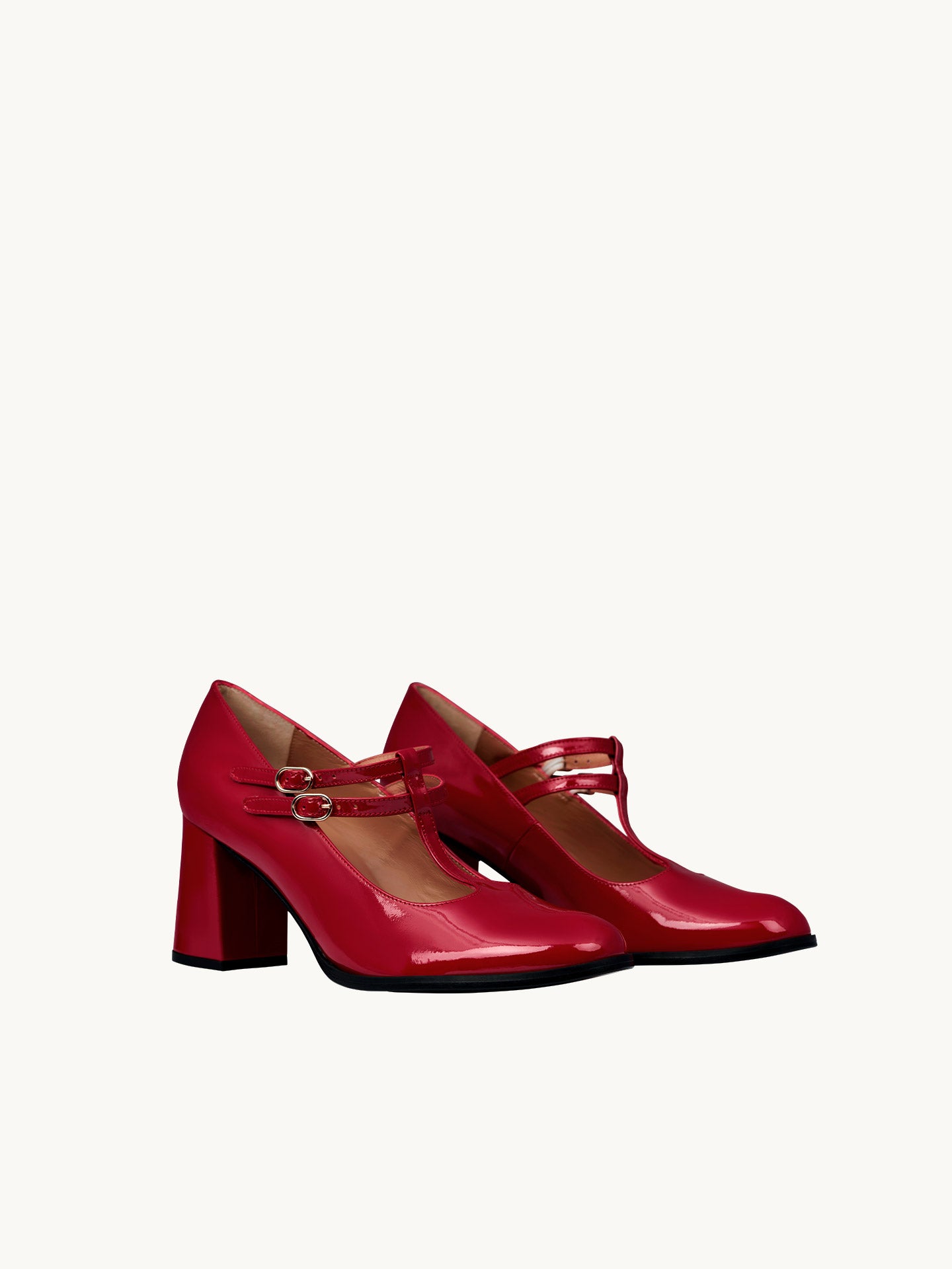 Salomés Rouges Cuir Verni Espagne Femme - Talon 6 cm - Rey Red - Packshot Trois Quart