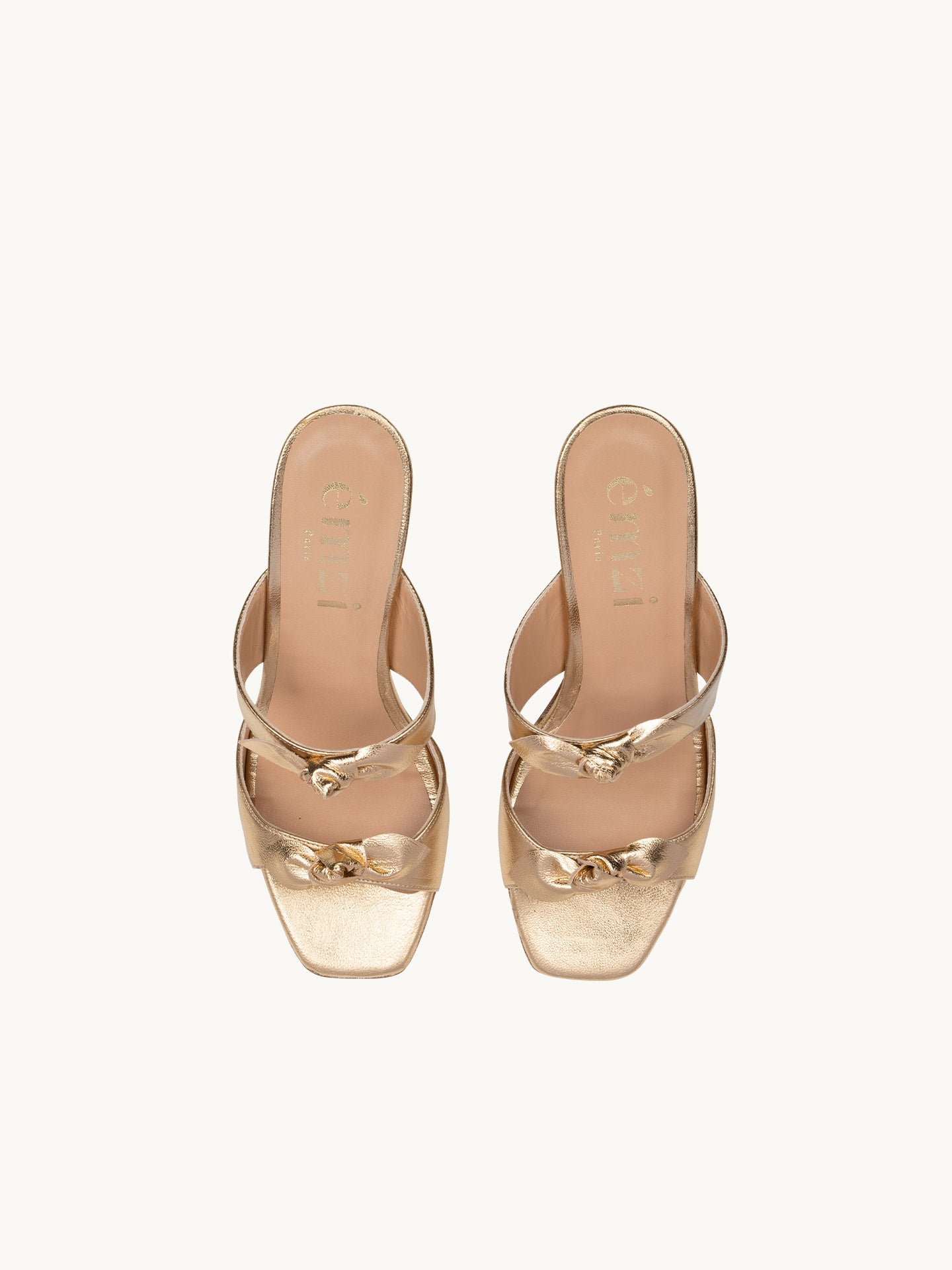 Sandales Dorées Cuir métallisé Femme - Talon 5.5 cm - Gigi Gold - Packshot Dessus