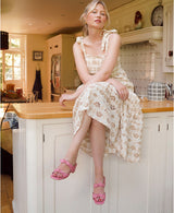 Women's sandals size 3 - 2 - 1 - Pink Sandals In Nappa Leather For Women - Heel 4.5 cm - Loulou Siena - Lifestyle Sitting Pose