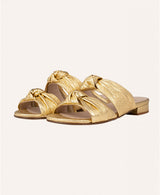 Women's sandals size 3 - 2 - 1 - Mules dorées plates avec deux noeuds | Vivi Gold | ÉMZI PARIS