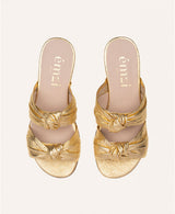 Women's sandals size 3 - 2 - 1 - Mules dorées plates avec deux noeuds | Vivi Gold | ÉMZI PARIS