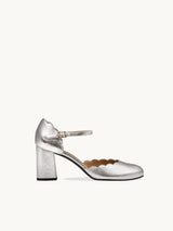 Chaussures femme élégantes et confortables - Babies Argentées Cuir métallisé Espagne Femme - Talon 6 cm - Florita Silver - Packshot Trois Quart