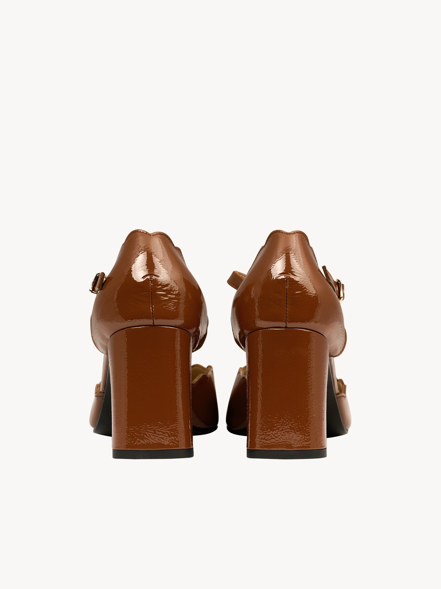 Brown Mary Janes In Spanish Patent Leather For Women - Heel 6 cm - Florita Tan - Back View Packshot
