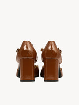 Brown Mary Janes In Spanish Patent Leather For Women - Heel 6 cm - Florita Tan - Back View Packshot