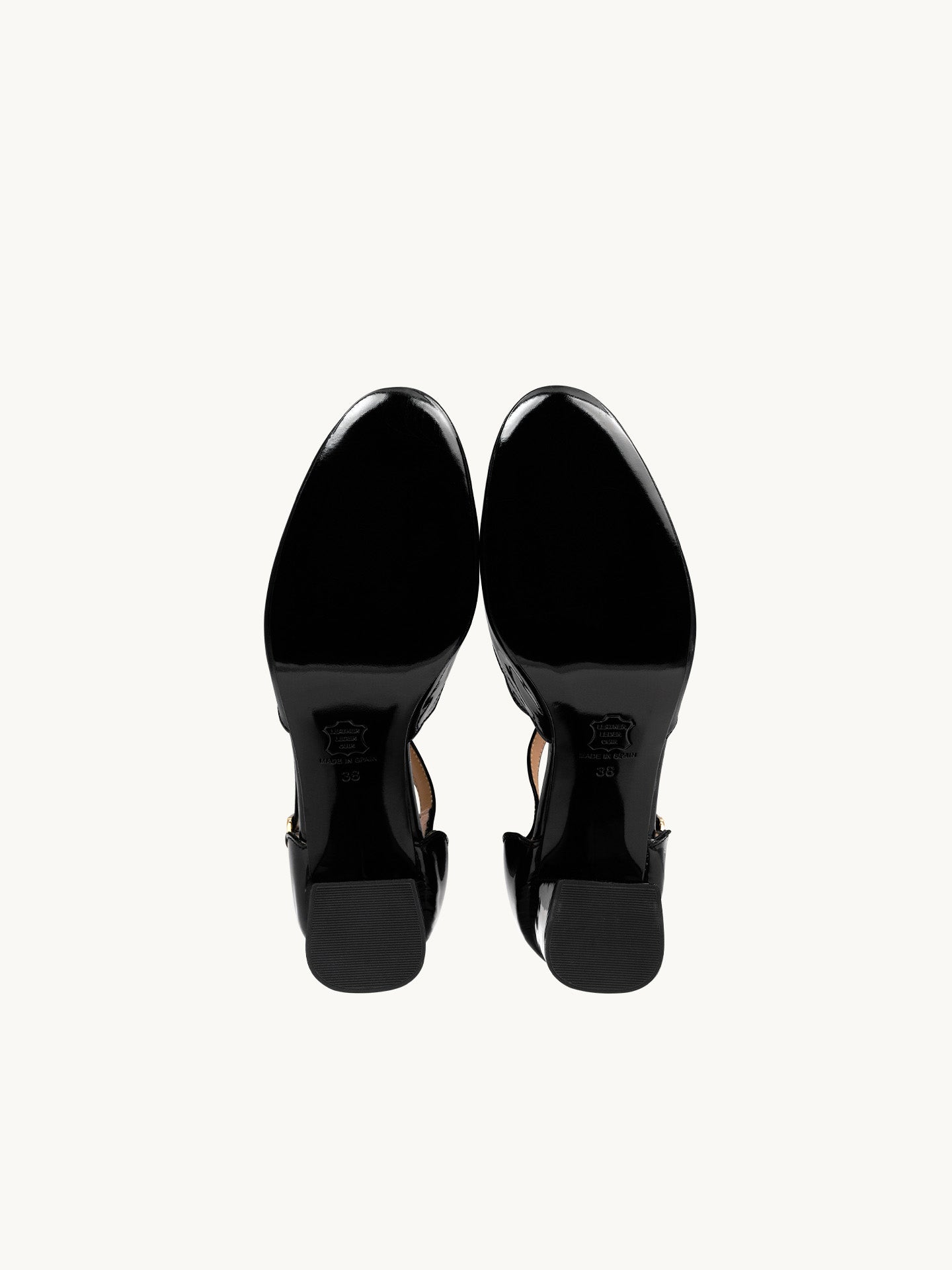 Babies Noires Cuir Verni Espagne Femme - Talon 6 cm - Florita Black - Détail Semelle