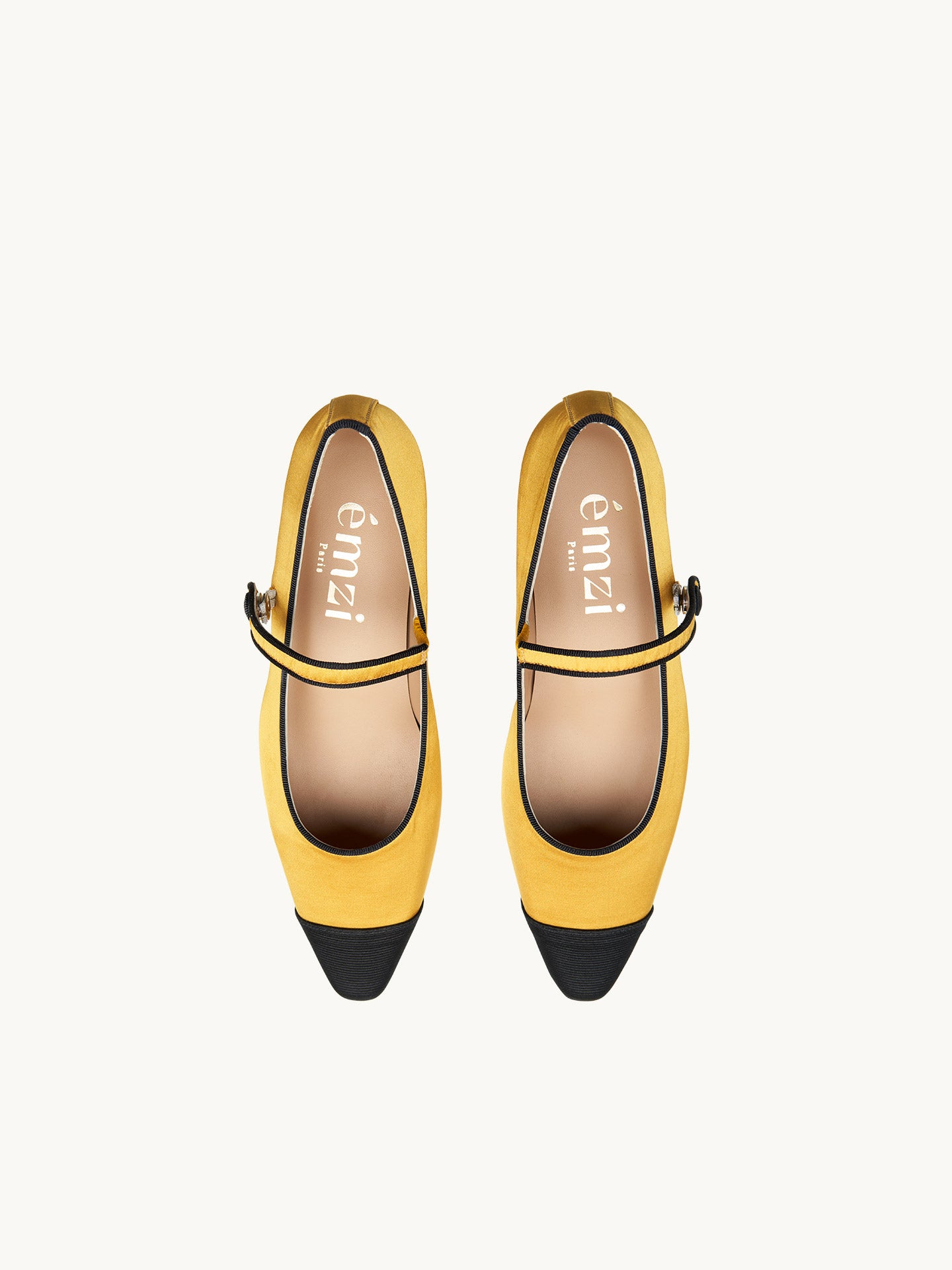 Black Pointed-Toe Mary Janes In Spain Satin For Women - Heel 2.5 cm - Bambie Satin Royal - Top View Packshot