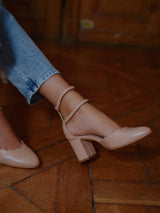 Babies Roses Cuir nappa Espagne Femme - Talon 6 cm - Flavie Dusty Rose - Portées Gros Plan