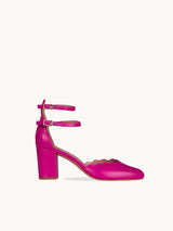 Chaussures femme élégantes et confortables - Babies Roses Cuir nappa d&#39;Espagne Femme - Talon 6 cm - Flavie Rimmel - Packshot Trois Quart