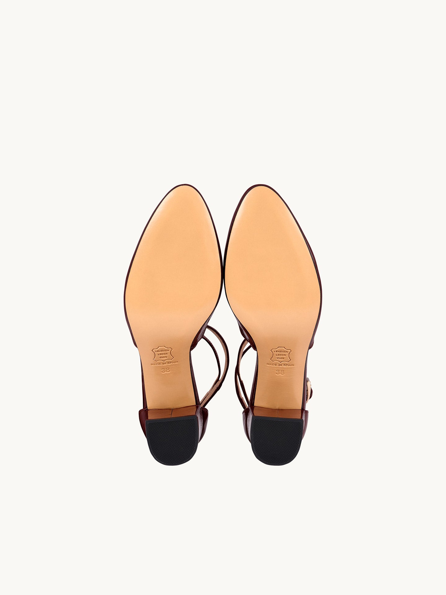 Babies Rouges en Cuir Verni d'Espagne Femme - Talon 6.5 cm - Flavie Burgundy - Détail Semelle