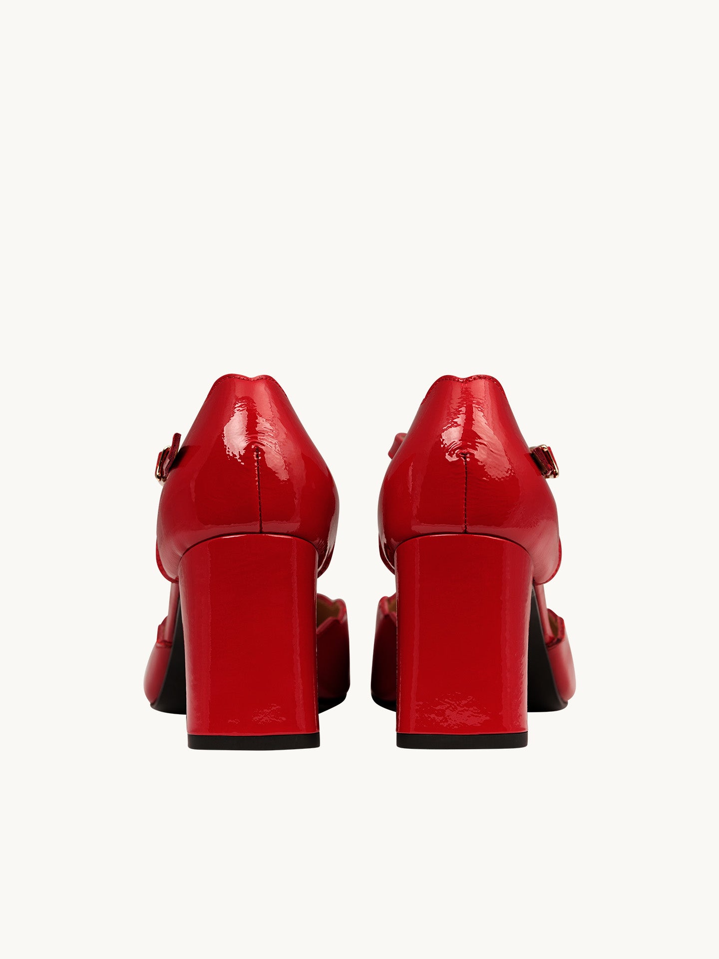 Red Mary Janes In Spanish Patent Leather For Women - Heel 6 cm - Florita Red - Back View Packshot