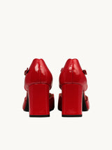 Red Mary Janes In Spanish Patent Leather For Women - Heel 6 cm - Florita Red - Back View Packshot
