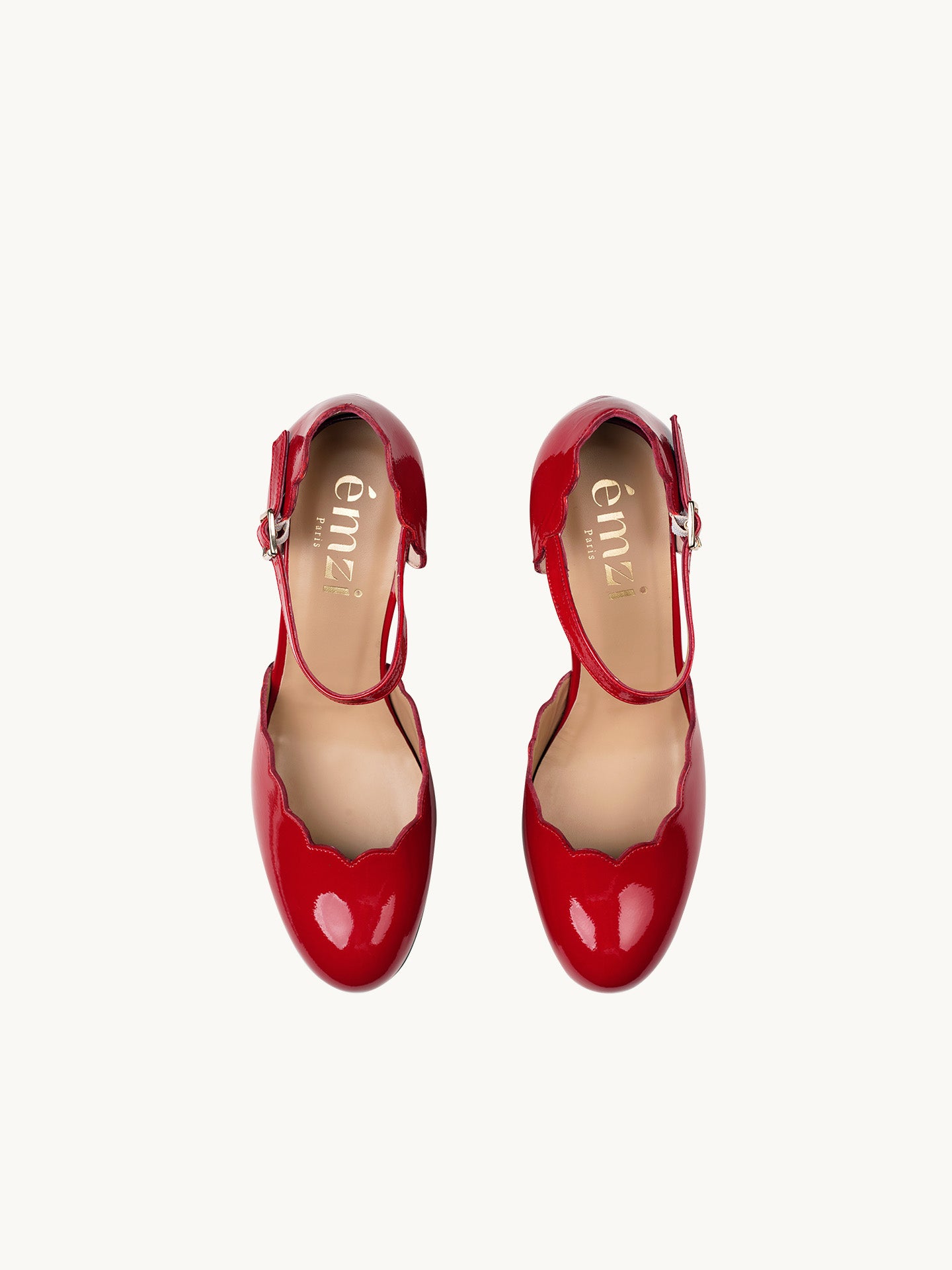 Red Mary Janes In Spanish Patent Leather For Women - Heel 6 cm - Florita Red - Top View Packshot