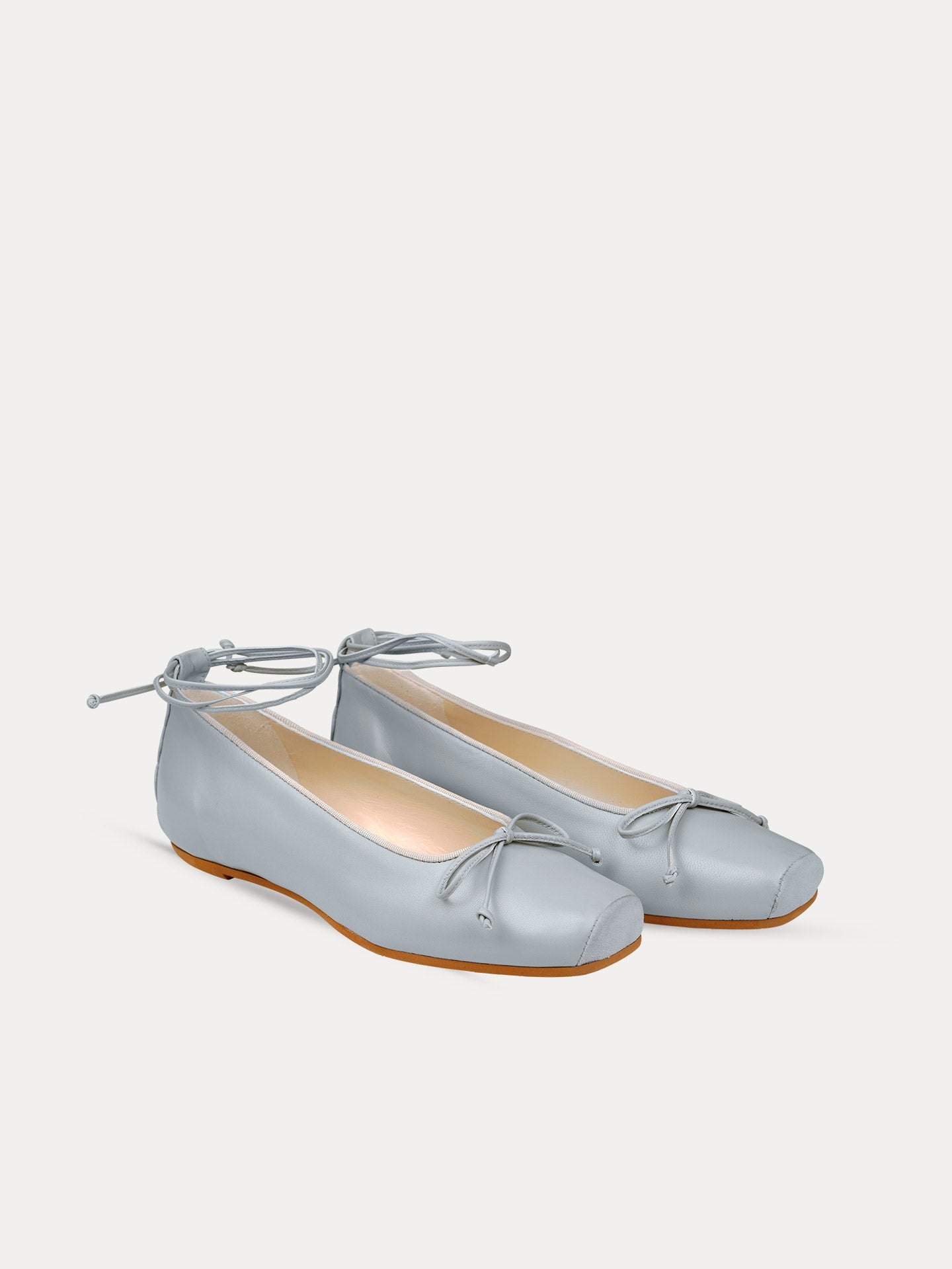 Blue Ballet Flats In Italian Nappa leather For Women - Nabbi Misty Blue - Three-Quarter Packshot