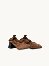 Chaussures femme élégantes et confortables - Ballerines Marron Daim Italie Femme - Talon 5 cm - Perri Cc Brown - Packshot Trois Quart