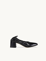 Chaussures femme élégantes et confortables - Ballerines Noires Cuir nappa Italien Femme - Talon 5 cm - Perri Black - Packshot Trois Quart