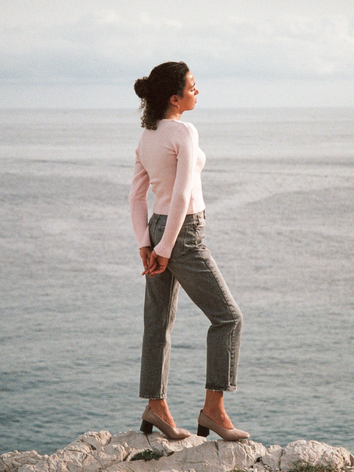 Pink Ballet Flats In Italian Nappa Leather For Women - Heel 5 cm - Perri Antico - Lifestyle Standing Profile