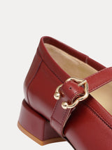 Red Ballet Flats In Italian Nappa leather For Women - Heel 2.5 cm - Carolia Cherry - Buckle Detail
