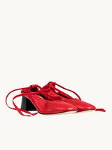 Chaussures femme élégantes et confortables - Ballerines Rouges Cuir nappa d&#39;Italie Femme - Talon 5 cm - Perri Red - Packshot Trois Quart