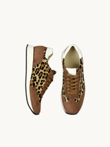 Baskets compensées Léopard Cuir lisse d'Italie Femme - Talon 4.5 cm - Nao Leopard - Packshot Profil
