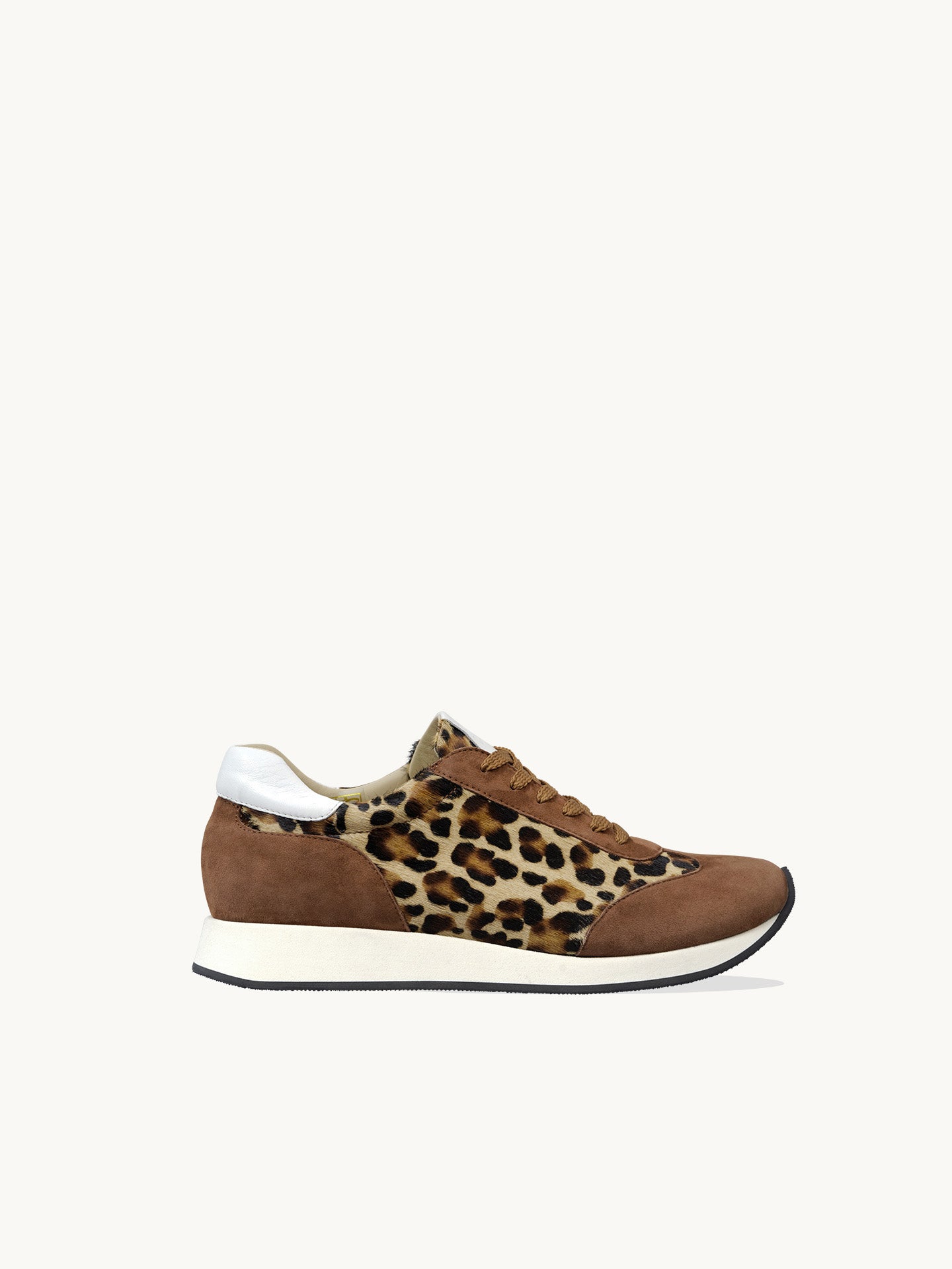 Baskets compensées Léopard Cuir lisse d'Italie Femme - Talon 4.5 cm - Nao Leopard - Packshot Profil